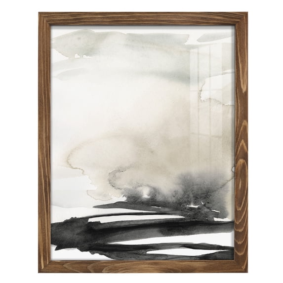Ebony Horizon Triptych I - Framed Print w/glass - Walnut
