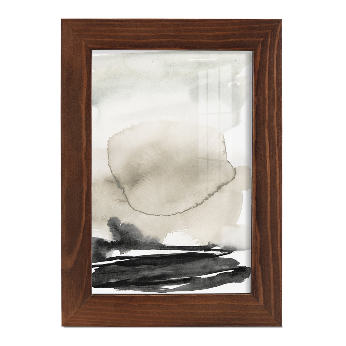 Ebony Horizon Triptych II - Framed Print w/glass - Chestnut