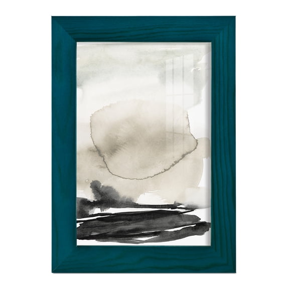 Ebony Horizon Triptych II - Framed Print w/glass - Ocean Blue