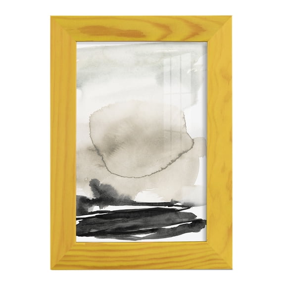 Ebony Horizon Triptych II - Framed Print w/glass - Sunflower Yellow