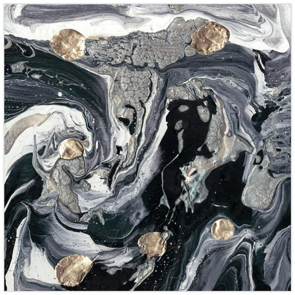 Ebony & Ivory B 36.00" x 0.20" Mixed Media Art, by Empire Art