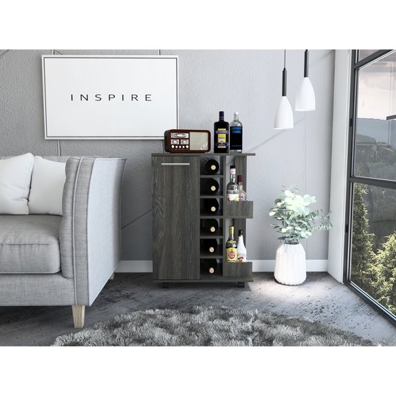 Ebony Melamine Filled - Six Cubbies for Bottles - Kitchen Entertainment - Handy Storage for Wine