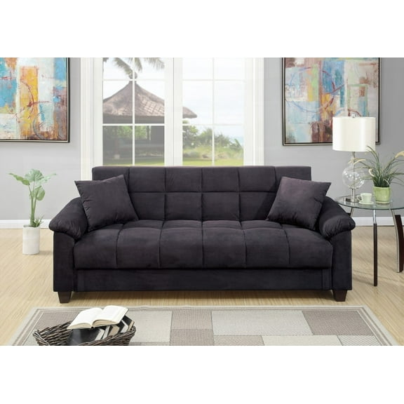 Ebony Plush Cushion Seated Adjustable Sofa for Living Room - 1pc