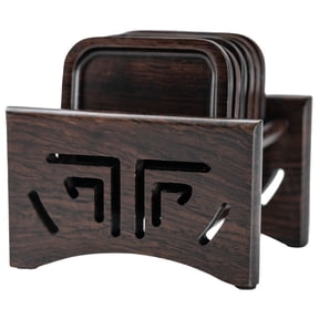 Ebony Solid Wood Coaster Set - Non-Slip, Heat-Resistant Tea Mats in Round & Square Shapes for Tea Ceremonies and Home Decor