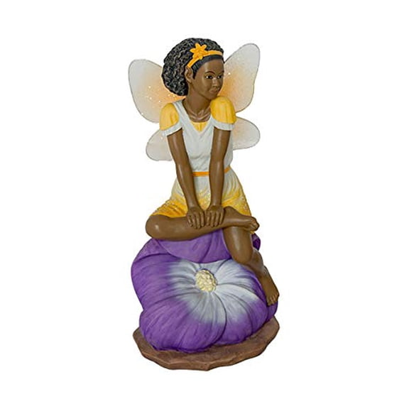 Ebony Treasures African American Flower Fairy in Yellow, 8" H