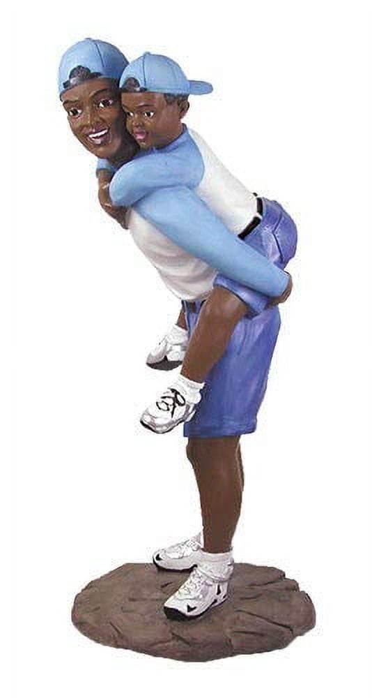 9.5 Inch Blue and White Resin Father and Son Figurine