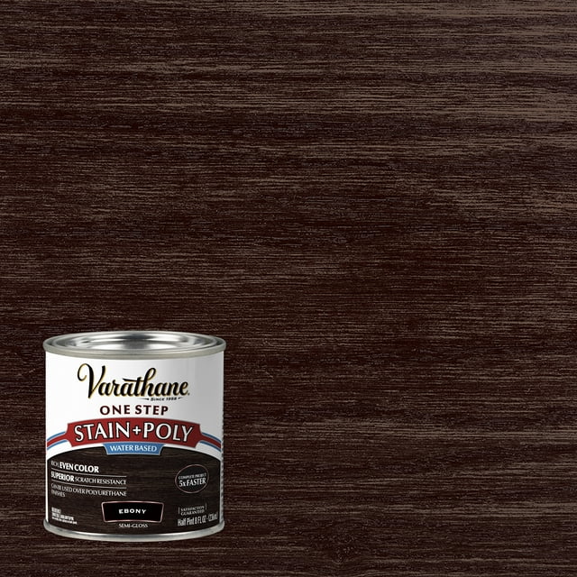 Ebony, Varathane Stain + Polyurethane, SemiGloss 384359, Half Pint