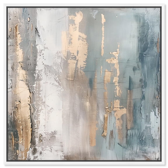 Ebony Veil (V) Canvas Minimal Abstracts by Art Remedy, White Frame, 24" x 24"
