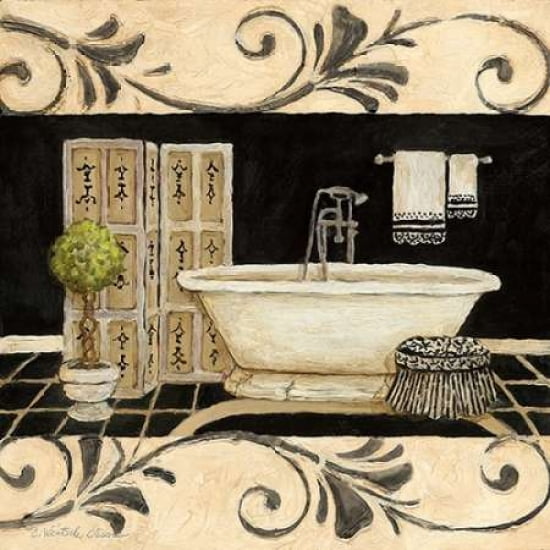 Ebony and Ivory Bath I Canvas Art - Charlene Olson (24 x 24)
