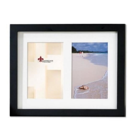 Ebony-black wood 5x7 duo with coordinated off-white photo mat - 5x7
