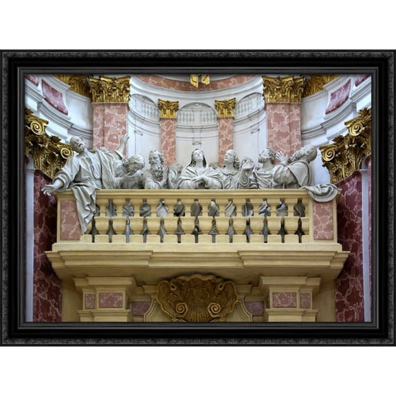 Ebrach Abbey, Pentecost Miracle, Germany 36x28 Large Black Ornate Wood Framed Canvas Art