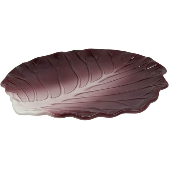 Ebros 12"W Ceramic Red Lettuce Shaped Serving Plate or Dish Platter (1 PC)