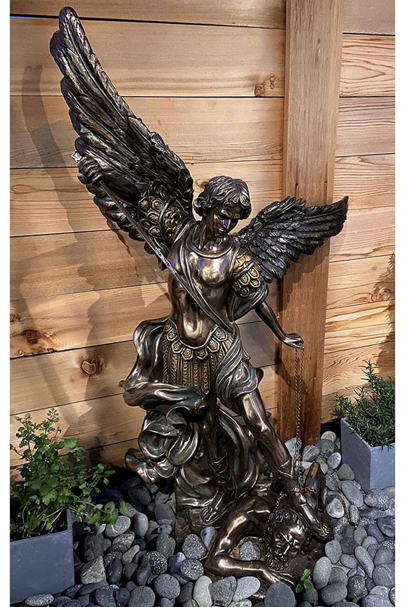 Ebros 45" Tall Grand Saint Michael The Archangel Slaying Satan Lucifer Statue