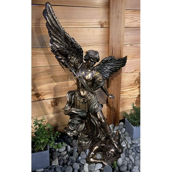 Ebros 45" Tall Grand Saint Michael The Archangel Slaying Satan Lucifer Statue