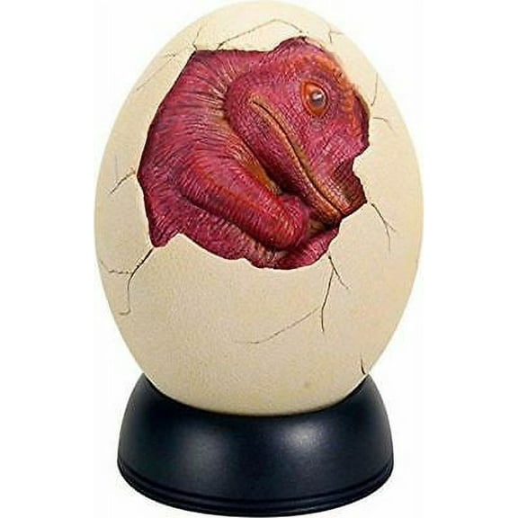 Ebros 5.25 Inch Red Baby Dinosaur in Cream Colored Egg Hatchling Collectible