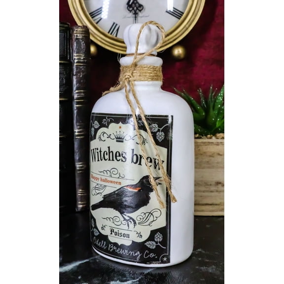 Ebros 5.5"H Ceramic Mad Doctor Small Container w/ Cork Lid (Witches Brew Raven)