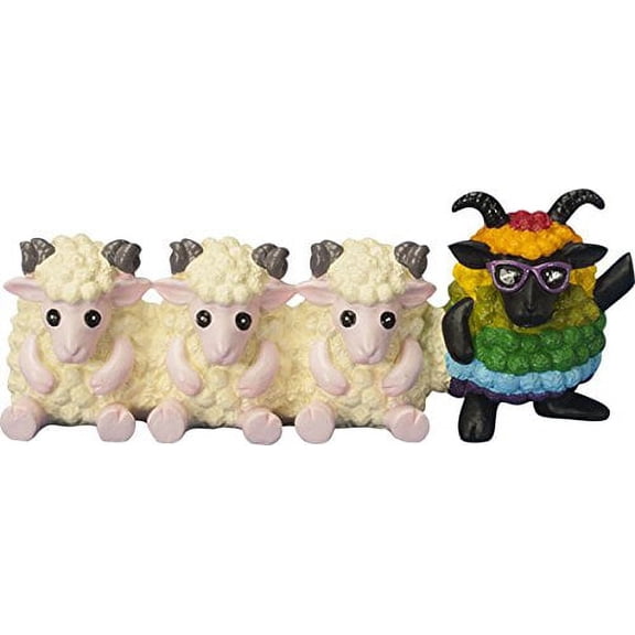 Ebros 5.75 Inch Long Rainbow Sheep Black Sheep In A Family Of Four Figurine Statue Collectible