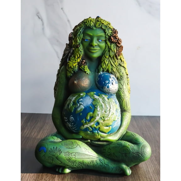 Ebros 7" Millennial Gaia Mother Goddess Te Fiti Statue Oberon Zell (Earth Green)
