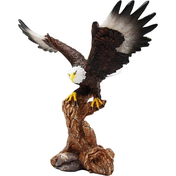Ebros 7" Tall Bald Eagle Descending On Tree Branch Decorative Figurine As Patriotic Home And Office Decor Perching Eagles Wings Of Glory American Emblem Freedom Statues And Figurines