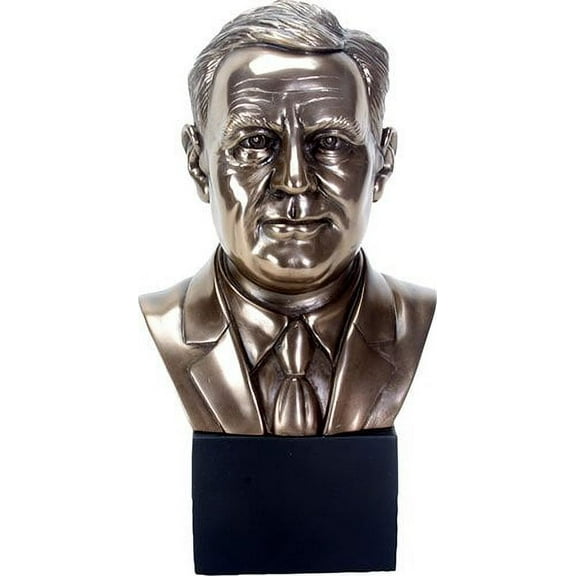 Ebros 9.25 Inch Tall USA President Franklin D Roosevelt Bronze Bust Figurine Democrat WW 2 Statue