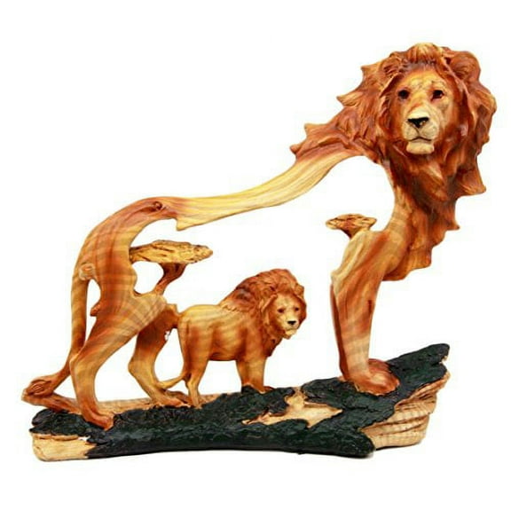 Ebros African Grasslands Scene Lion King Rustic Faux Wood Cutout Figurine 8"L