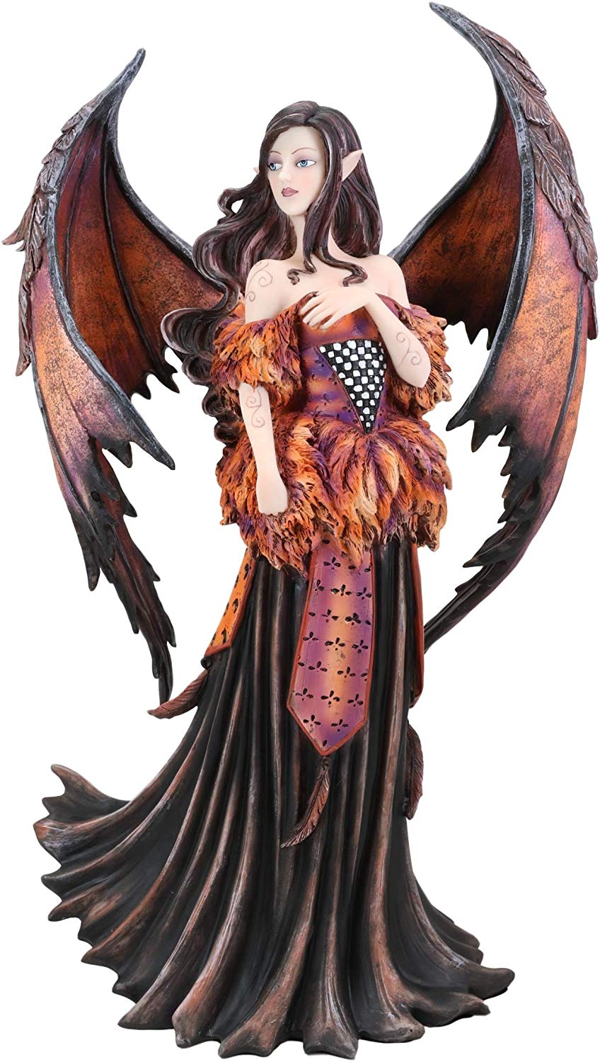 Ebros Amy Brown Large Gothic Autumn Fall Fire Bat Winged Elf Fairy Statue 17"H - image 1 of 4