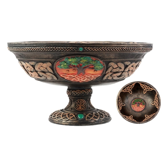 Ebros Ancient Celtic Tree of Life Offering Bowl Figurine 8.5"H Celtic Trinity Knotwork Decorative Utility Holder Serving Bowl Statue