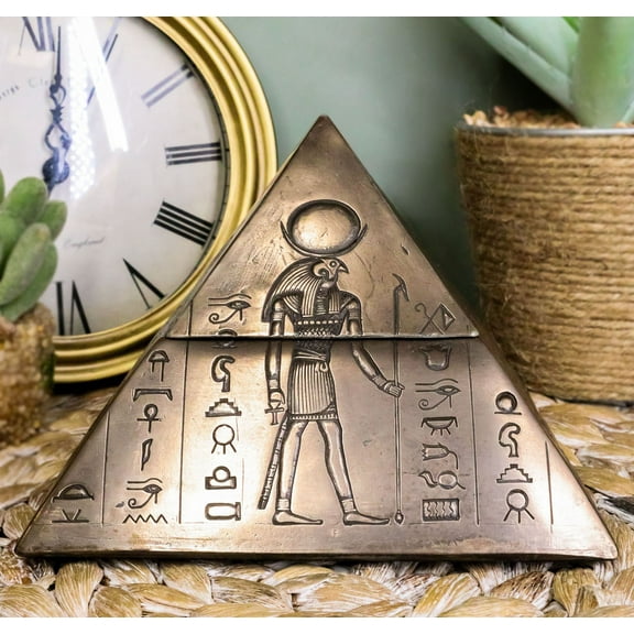 Ebros Ancient Egyptian Isis Sekhmet Horus Anubis Pyramid Jewelry Trinket Box 6"L