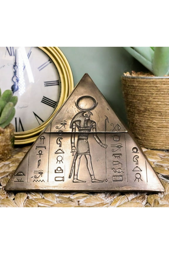 Ebros Ancient Egyptian Isis Sekhmet Horus Anubis Pyramid Jewelry Trinket Box 6"L