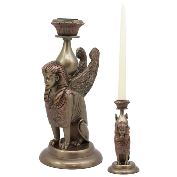 Ebros Ancient Greco Egyptian Guardian Sphinx Or Androsphinx Candle Holder Figurine 7.25 Inch Home Decor Statue As Decorative Cultural Sculpture Deity of Egypt Collectible