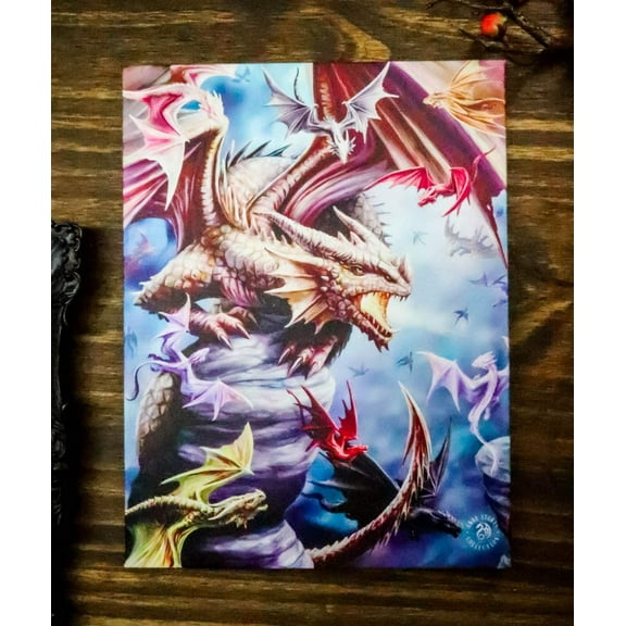 Ebros Anne Stokes Dragon Clan Hatchlings Habitat Wood Framed Canvas Wall Decor