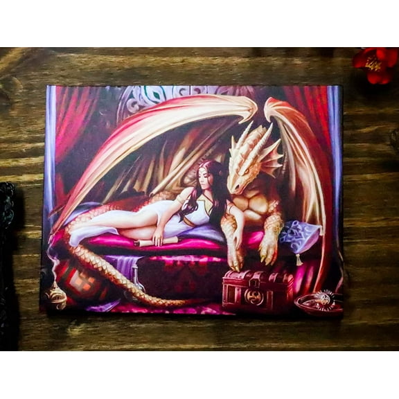 Ebros Anne Stokes Inner Sanctum Dragon Queen Wood Framed Picture Canvas Decor