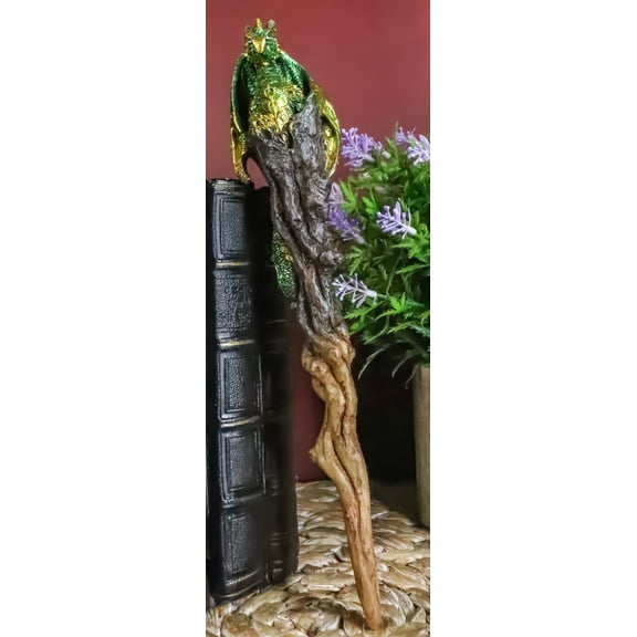Ebros Aragon Green Dragon Cosplay Wand 9.5" Tall Accessory Fantasy Decor