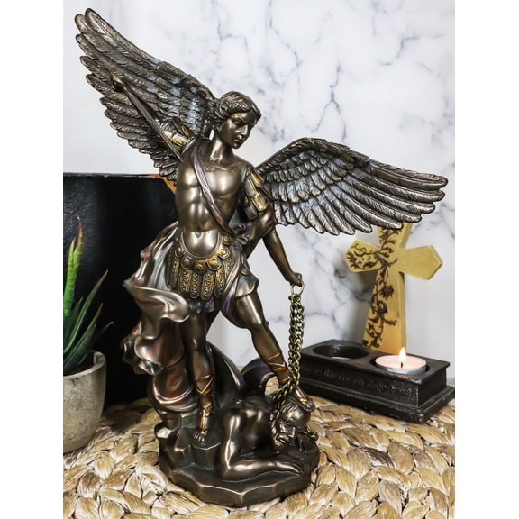 Ebros Archangel Saint Michael Trampling Satan Statue 9.25"H Guido Reni Inspired