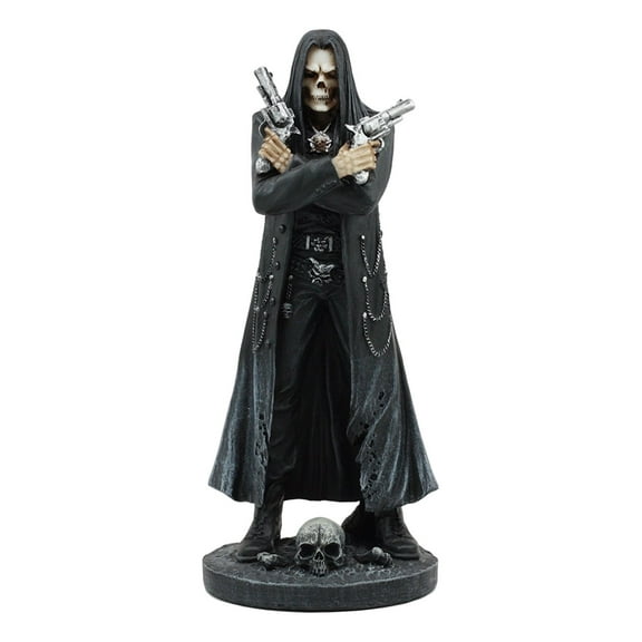 Ebros Assassin's Creed Hooded Grim Reaper Skeleton With Dual Beretta Statue Reaper Assassin Time Waits For No Man Hitman Ghost Rider Sculpture