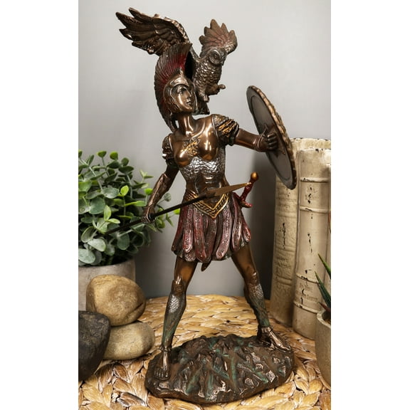 Ebros Athena Minerva With Wise Owl Statue Goddess Of Wisdom Sculpture 12"H