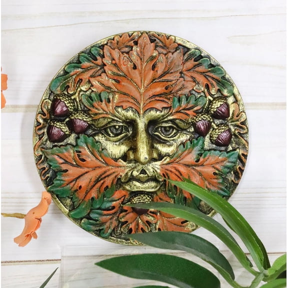 Ebros Autumn Fall Bronzed Blooming Floral Foliage Celtic Greenman Wall Decor