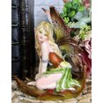 thumbnail image 1 of Ebros Autumn Fall Fairy Resting On Fig Leaf Statue 5"Tall Fall Season Fae Pixie, 1 of 7