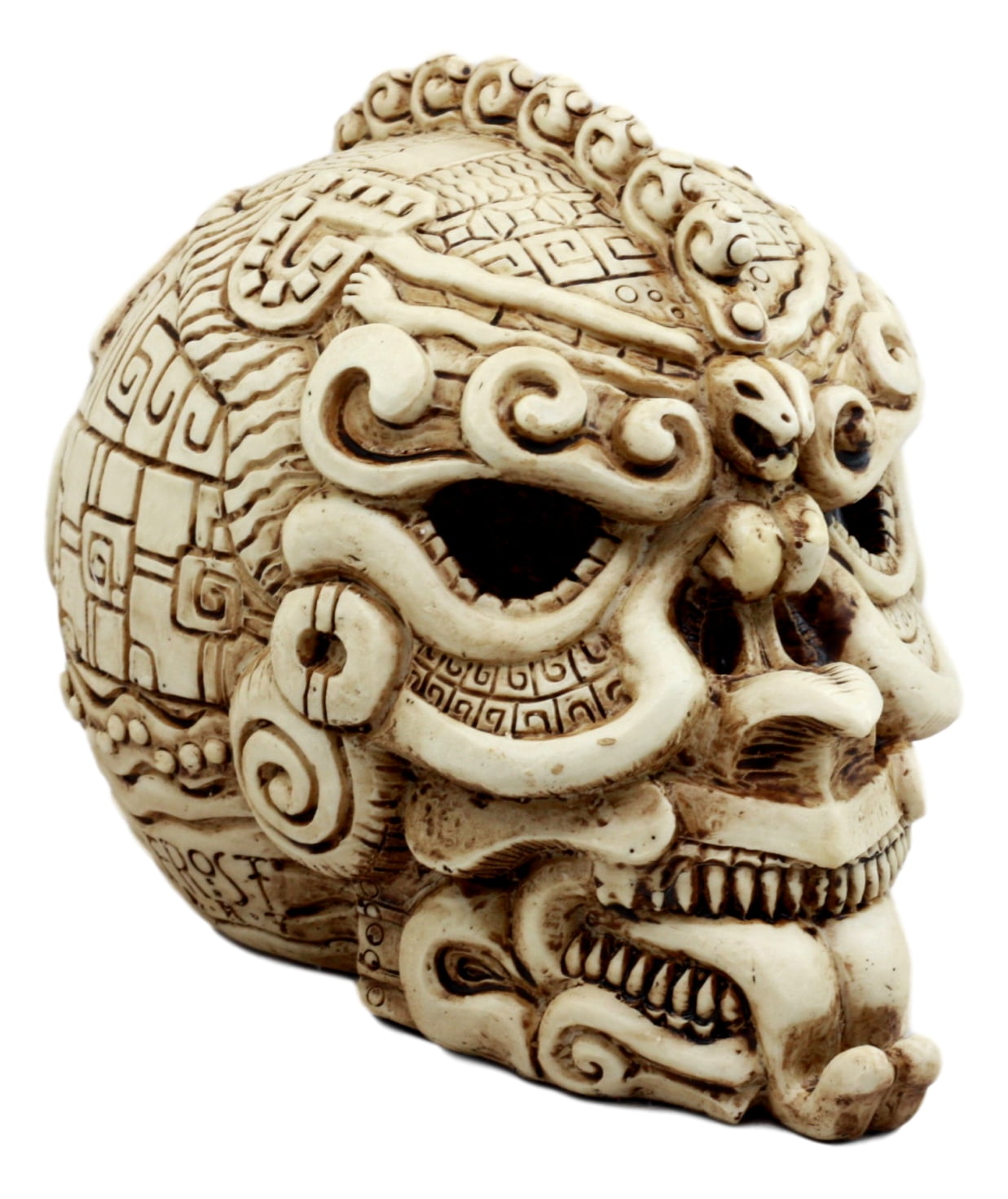 Ebros Aztec Quetzalcoatl Snake Cranium Skull Statue Ebros Aztec Quetzalcoatl Snake Cranium Skull Statue