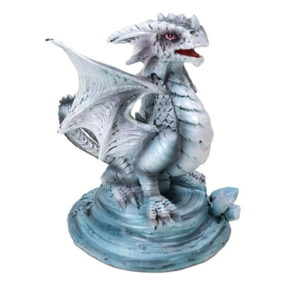 Ebros Baby Blue Sea Rock Dragon Wyrmling Collectible Statue 4.25" Long Figurine