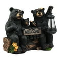 thumbnail image 1 of Ebros Beacon Of Happiness Rustic Black Bear Family Welcome Sign Statue With Solar LED Light Lantern, 1 of 6