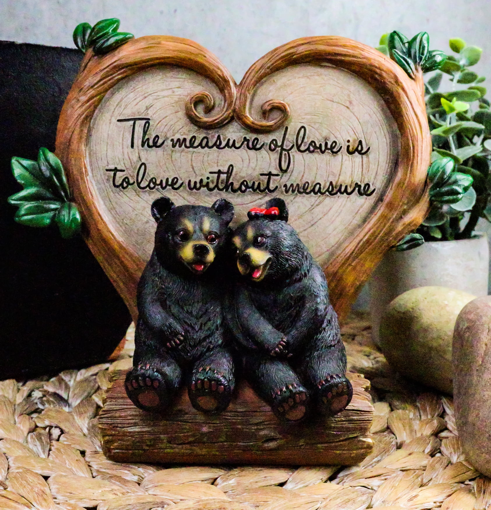 Ebros Bear Couple Under Heart Shaped Willow Tree Figurine