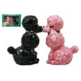 thumbnail image 1 of Ebros Black And Pink Chien Canne Poodles Salt And Pepper Shakers Ceramic Figurine Set 4"Tall, 1 of 4