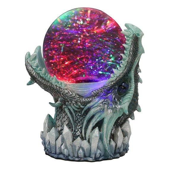 Ebros Blue Frost Dragon LED Night Light Glitter Sparkle Water Globe Storm Ball