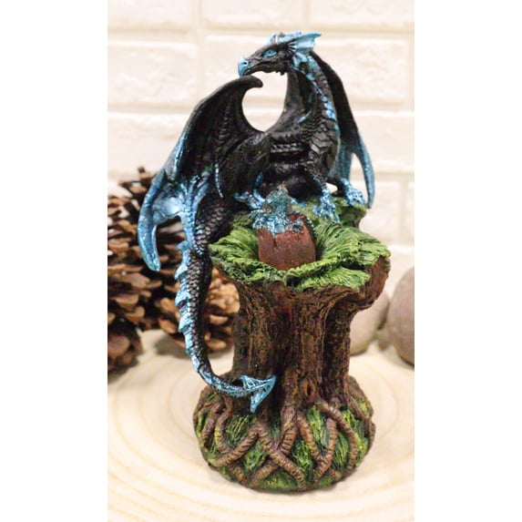 Ebros Blue Midnight Dragon Mother Guarding LED Translucent Egg Figurine Light