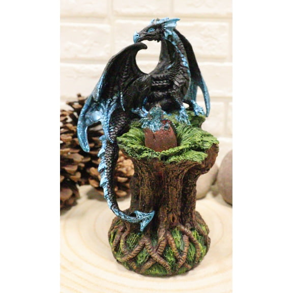 Ebros Blue Midnight Dragon Mother Guarding LED Translucent Egg Figurine Light