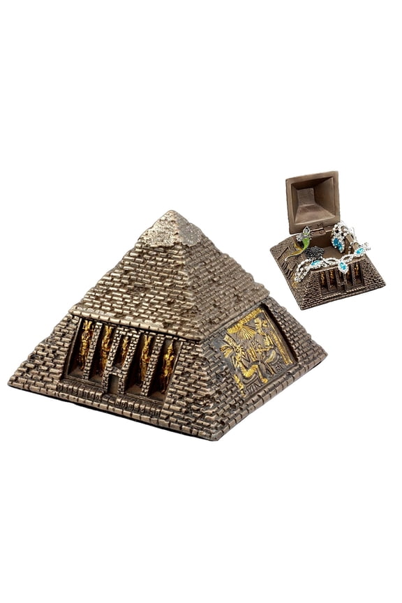 Ebros Bronzed Egyptian Pharaohs Gods & Deities Pyramid Jewelry Box Figurine