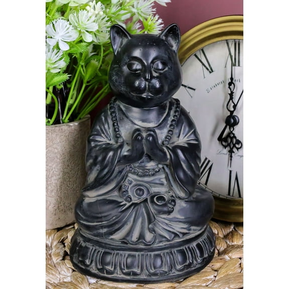 Ebros Buddha Cat Statue Meditating Zen Cat Figurine Cat Memorial Spiritual Decor
