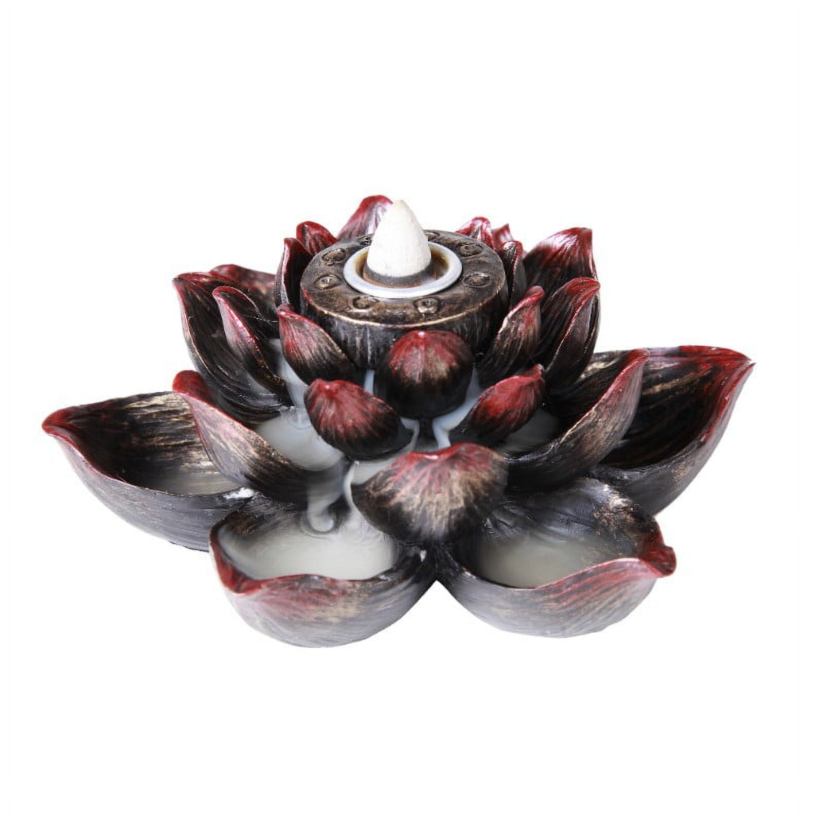 Ebros Buddha Padma Lotus Incense Stick Backflow Cone Holder Burner Figurine