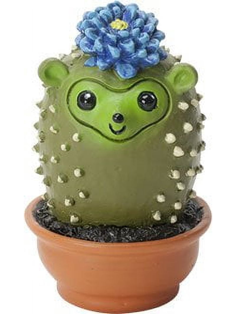 Ebros Pokey The Cactus Hedgehog in Pot Figurine Whimsical Baby Hedgehog That Transform Into A Succulent Plant Small 2.25